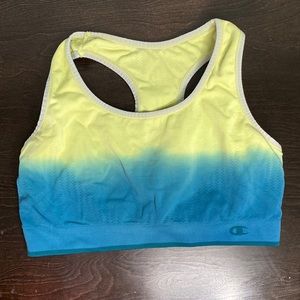 CHAMPION Double Dry Sports Bra yellow and blue ombré, size M